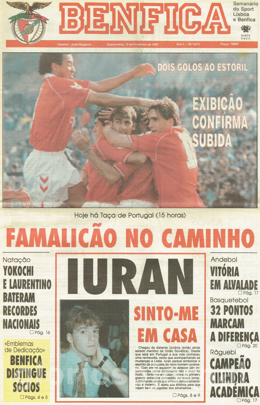 jornal o benfica 2575 1992-02-19